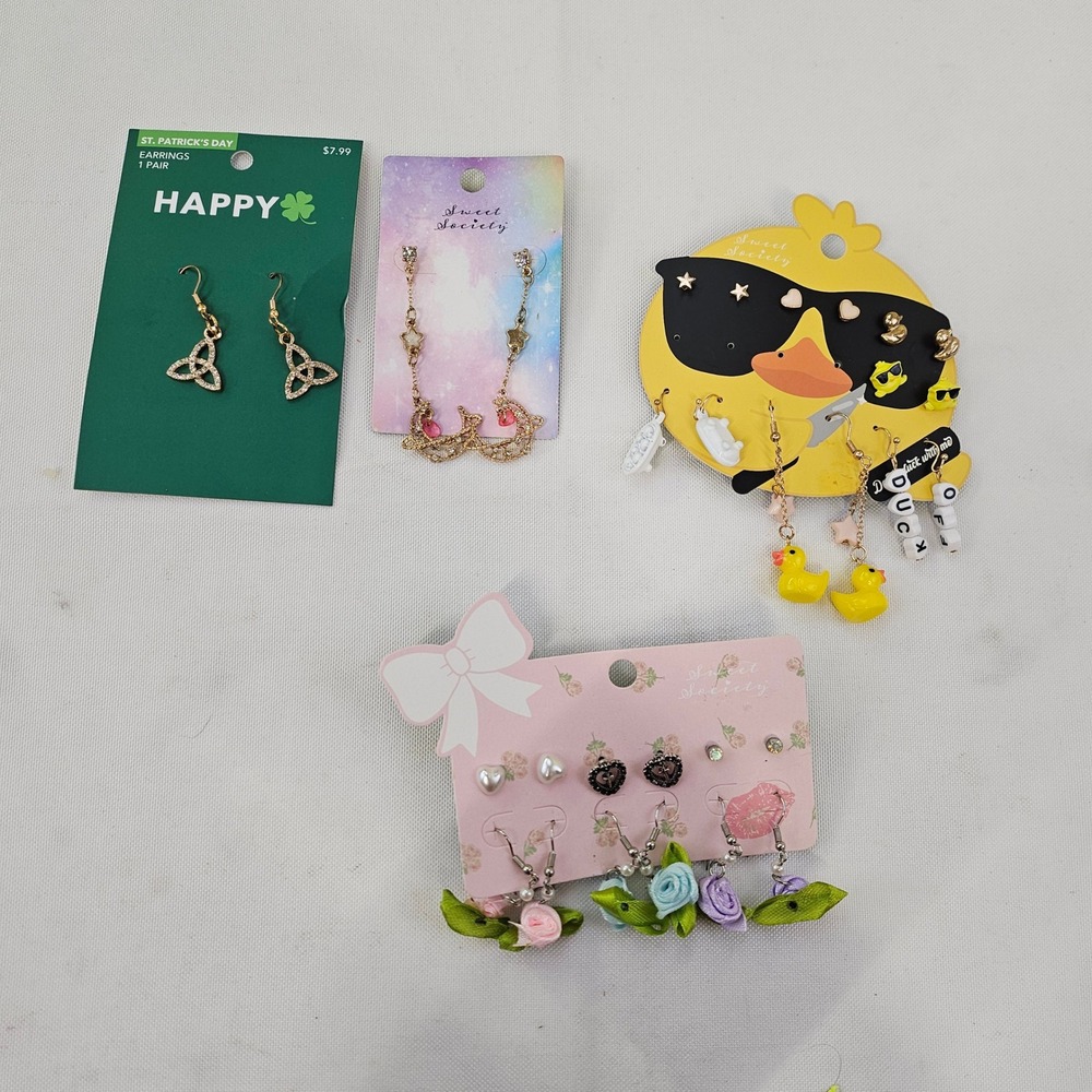 Sweet Society Novelty‎ Earring Lot Rubber Duck Celestial Floral Celtic Knot NEW